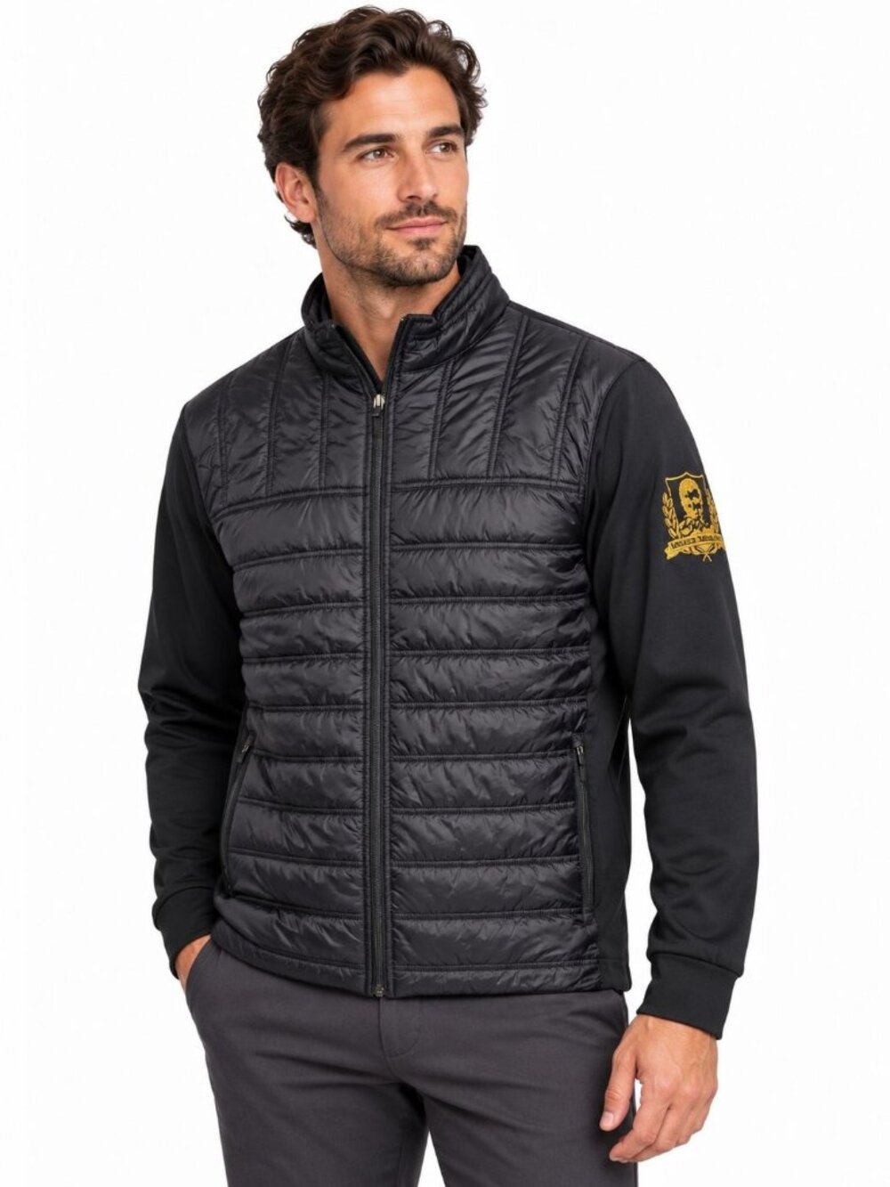 Straight Down Mens Black Quilted  Jacket W/Barts Legacy Tournament Logo Medium